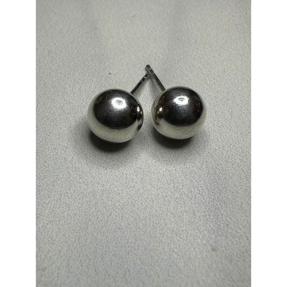 Sterling Silver Ball Stud Earrings Shiny Round Everyday‎ Basic Pair